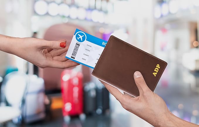 Personalized Monogrammed Toffee Leather RFID Passport Wallet