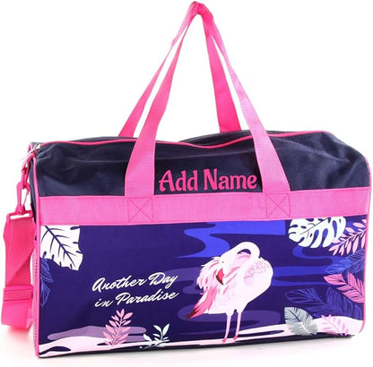 Personalized Kids 18 Inch Duffel Bag for Sports, Travel and Sleepover - Flamingo
