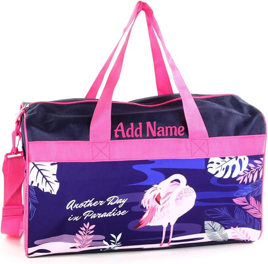 Personalized Kids 18 Inch Duffel Bag for Sports, Travel and Sleepover - Flamingo