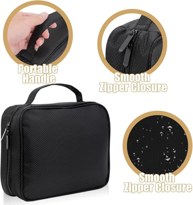 GSXRB Waterproof Anti-Tarnish Jewelry Organizer for Travel - Large Capacity Foldable Jewelry Box with 36 Compartments, Portable Earring Necklace Ring Organizer (Black)