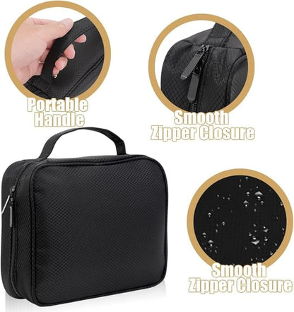 GSXRB Waterproof Anti-Tarnish Jewelry Organizer for Travel - Large Capacity Foldable Jewelry Box with 36 Compartments, Portable Earring Necklace Ring Organizer (Black)