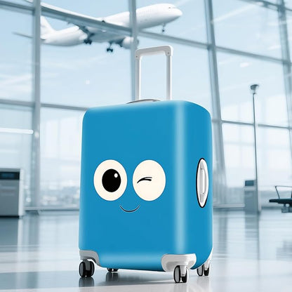 ANNA QUEEN Funny Blue emoticon Travel Luggage Cover Suitcase Protector Suitcase Cover Anti-Scratch,Stretchable Fit for 18-32Inch Luggage,Travel Bag Cover Washable XL(fits 29-32Inch suitcase)