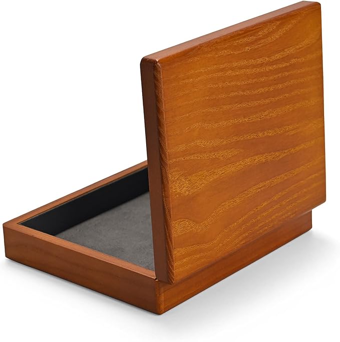 Oirlv Solid Wood Ring Jewelry Box Organizer Earrings Jewelry Drawer Organizer Tray with Lid (Grey Flat Box)