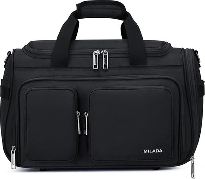 MILADA Underseat Carry On Luggage Bags for Travel Lightweight Foldable Carry On Bags for Airplanes Small Duffle Bag for Men Women Personal Weekend Overnight Travel Tote Bags, Black