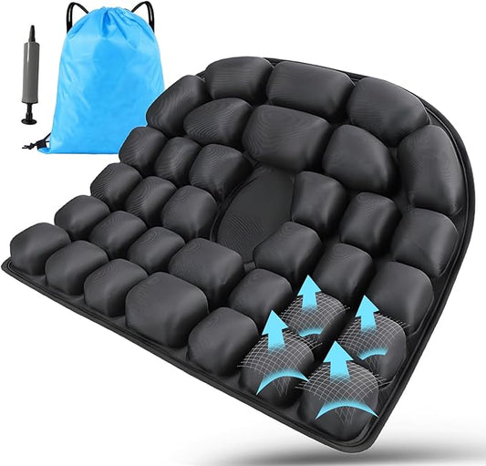 Travel Seat Cushion U-Shape Airplane Seat Cushion for Long Flights 3D Air Inflatable Pressure Relief Cushion for Hemorrhoid and Tailbone Pain Relief in Car, Air Travel, Office Chairs, Home Living