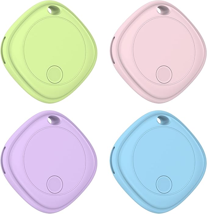 Air Tracker Tags-4 Pack, Bluetooth Tracker Works with Apple Find My APP (iOS Only), Bluetooth Smart Air Tag Keys Finder and Item Locator for Keys, Bags, Luggage, Wallet, Replaceable Battery
