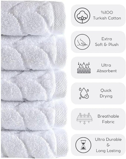 BAGNO MILANO Turkish Cotton Ultra-Soft Plush Absorbent Quick Dry Bathroom Towel Set, Made in Turkey (PetrolBlue, 6 pcs Towel Set)