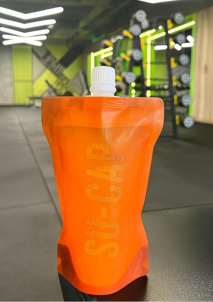 Collapsible Water Bottle – BPA Free, Foldable Sports Bottle for Hiking, Travel, Gym, Leakproof Lightweight Reusable Bottle with Carabiner – Eco-Friendly (15oz- 450 ml) (orange)