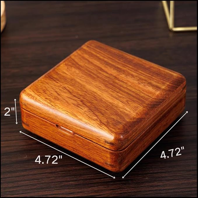 Bescott Solid Wood Small Rings Cufflink Earrings Box Jewelry For Travel Organizer Storage For Multiple Rings Wooden Case Holders For Women Men Gift