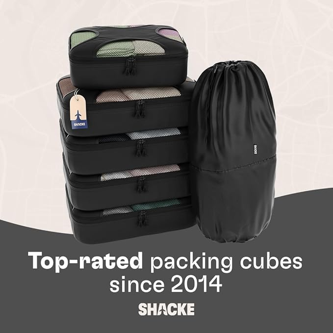 Shacke 6 Set Packing Cubes for Travel - Compression Packing Bags/Travel Organizer - Luggage Organizer Bags for Traveling - Travel Essentials for Women - Cruise Must Haves Packing List