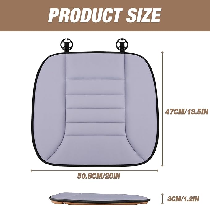 MYFAMIREA Car Seat Cushion Pad 1.2" Thick Comfort Seat Protector for Car Driver Seat Office Chair Home Use Memory Foam Seat Cushion with Non Slip Bottom, 20'' x 18.5'', Gray