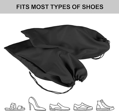 LAKE OF FIRE 8 Pcs Single Shoe Bags for Travel - 18"X9" Packing Shoe Travel Bags for Suitcase, Shoes (Black)