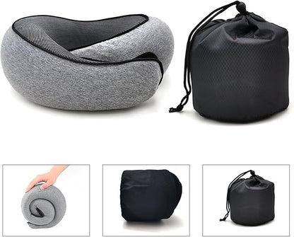 RURING Travel Pillows for Airplanes, Travel Neck Pillow Travel Pillow, Neck Pillow Airplane Memory Foam 360 Degree Support Stowable Pillows for Airplanes Offices and Cars 2PCS (Dark Gray)