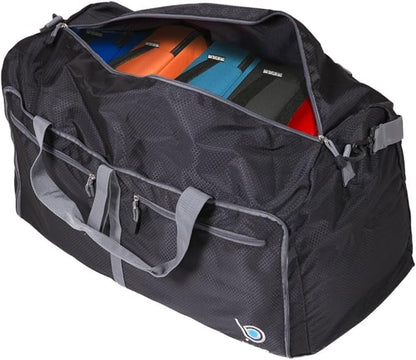 Bago Foldable Duffel Bags for Traveling Women & Men - 60L Medium Packable Duffle Bag for Travel with Shoe Compartment - Water Repellant, Heavy Duty, Lightweight Folding & Collapsible (SnowDepBlue)