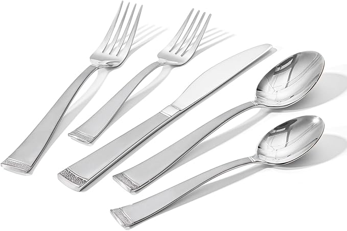 HIKAA 30PCS Matte Handle Silverware Set for 6, Stainless Steel Flatware Set, Modern Design Cutlery Set for Home/Hotel/Wedding, Dishwasher Safe