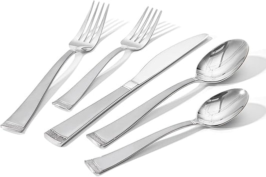 HIKAA 30PCS Matte Handle Silverware Set for 6, Stainless Steel Flatware Set, Modern Design Cutlery Set for Home/Hotel/Wedding, Dishwasher Safe