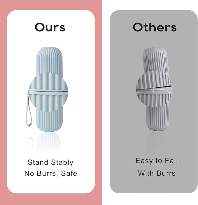 UCEC Toothbrush Travel Case, 8.2 Inch Longer Holder, Portable for Traveling Camping Business Trip School Bathroom, 2 Pack (Blue, Pink)