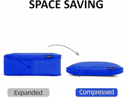 Compression Bags for Travel - 4 Pack Multi-Size Packing Organizers for Suitcase and Backpack (Dark Blue)