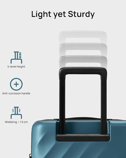 NINETYGO Luggage Sets 2 Piece, Carry On Luggage Airline Approved, Large Checked Trunk Luggage with Smooth Spinner Wheels, Hard Case PC Suitcase Sets, TSA Approved, 20in/29in (Topaz Blue, Hudson)