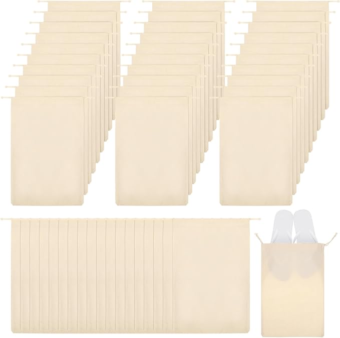 Hillban Shoes Bag for Travel Storage Dust Proof Cotton Drawstring Bag Breathable Pouch for Travel Home Pantry Accessories