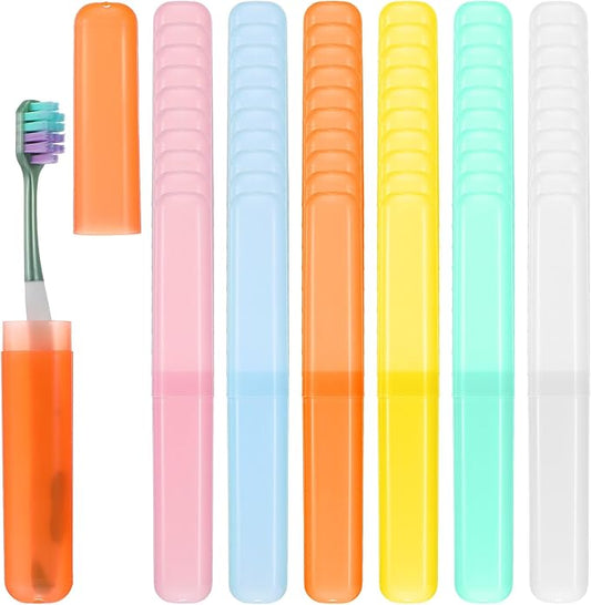 60 PCS Travel Toothbrush Holders, Bulk Plastic Toothbrush Case Cover with Ventilation Holes, Portable Dust-Proof Toothbrushes Storage for Travel, Home, Camping - 6 Assorted Colors
