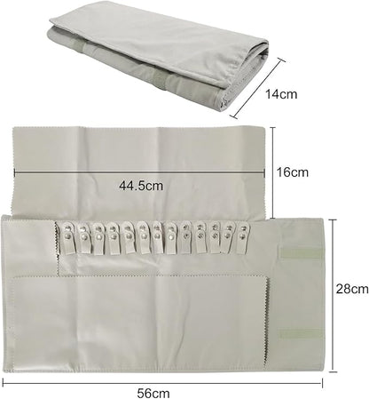 Jewelry Roll Organizer for 16 Necklaces 55cm x 29cm Necklace Organizer Ideal for Travel and Storage (Beige)