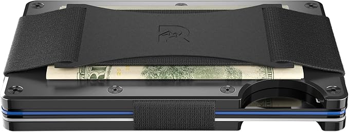 Ridge Wallet for Men - Slim Minimalist Compact Wallet and Card Holder, RFID Protected Front Pocket Wallets for Men with Integrated Cash Strap (Gunmetal Titanium)