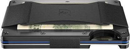 Ridge Wallet for Men - Slim Minimalist Compact Wallet and Card Holder, RFID Protected Front Pocket Wallets for Men with Integrated Cash Strap (Gunmetal Titanium)
