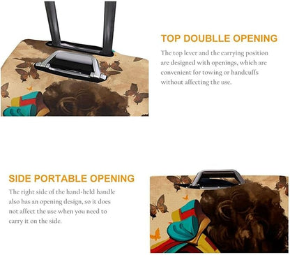 Travel Suitcase Protector African American Black Girl Elastic Protective Washable Luggage Cover With Concealed Zipper Suitable For Medium (A little large)