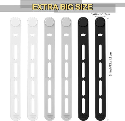 42 Pcs Silicone Cable Ties Reusable Cord Straps Multipurpose Elastic Cable Organizer for Bundling Fastening Earphone Phone Charger Home Office School(Black White Grey)