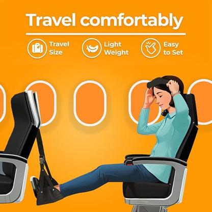 Airplane Foot Hammock, Ergonomic Foot Hammock for Plane Travel with Eye Mask and Earplugs (Memory Foam),Perfect Airplane Gadgets or Plane Travel Essentials to Relax Your Feet
