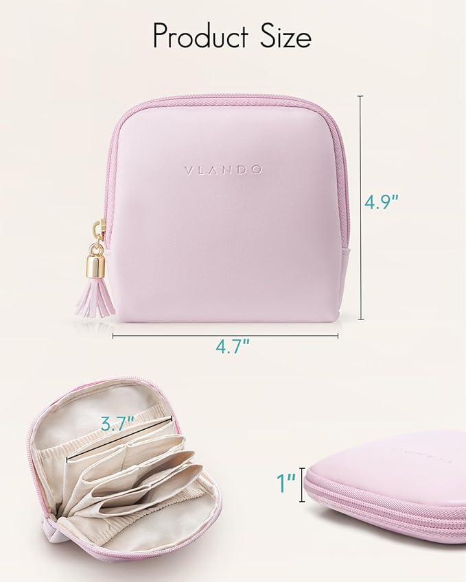 Vlando Mini Jewelry Travel Case,Jewelry Pouch Bags with Zipper, Velvet Jewelry Organizer Storage Bag for Bracelet Rings Earring Travel Essentials Gifts for Women Girl - Pinkish Purple