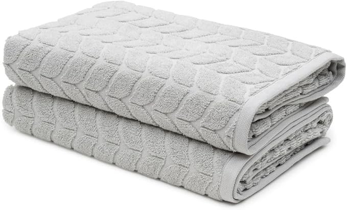 BAGNO MILANO Turkish Cotton Ultra-Soft Plush Absorbent Quick Dry Bathroom Towel Set, Made in Turkey (LightGrey, 2 pcs Bath Towel Set)