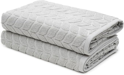 BAGNO MILANO Turkish Cotton Ultra-Soft Plush Absorbent Quick Dry Bathroom Towel Set, Made in Turkey (LightGrey, 2 pcs Bath Towel Set)