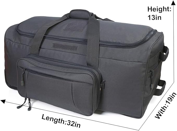 Heavy-Duty X-Large Military Tactical Wheeled Rolling Duffel Trolley Bag For Deployment Traveling Camping Sporting