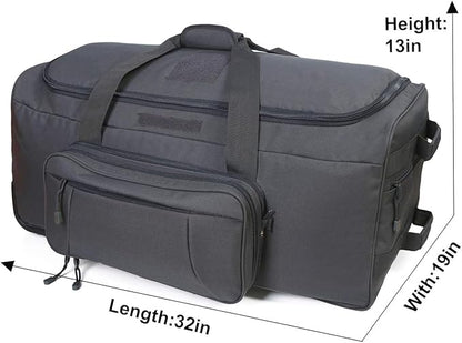 Heavy-Duty X-Large Military Tactical Wheeled Rolling Duffel Trolley Bag For Deployment Traveling Camping Sporting
