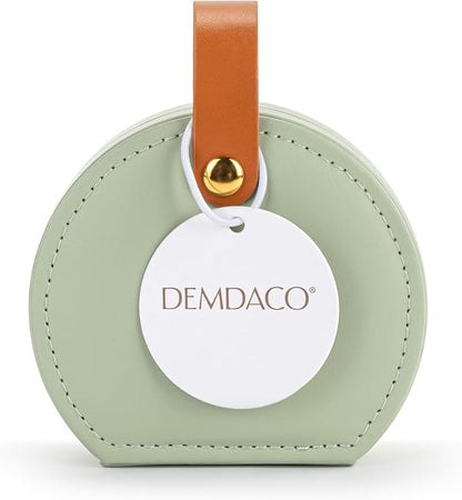 DEMDACO Compact Travel Jewelry Case With Snap Closure 3 x 4 Inch Vegan Leather Sage Green