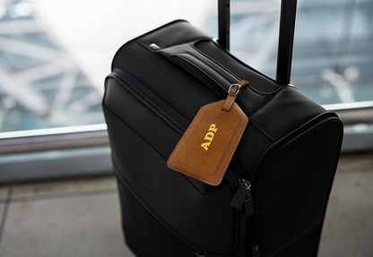 Personalized Monogrammed Antique Saddle Leather RFID Passport Wallet and Luggage Tag