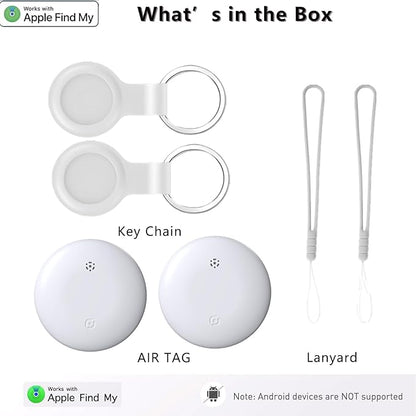 Air Trackers Tags,Bluetooth Airtags, Smart Tracker, GPS Navigator Tag, Finder Works with Apple Find My (iOS Only) App, Locator for Keys, Luggage, Satchel, Backpack Pets. (White 2 Packs)