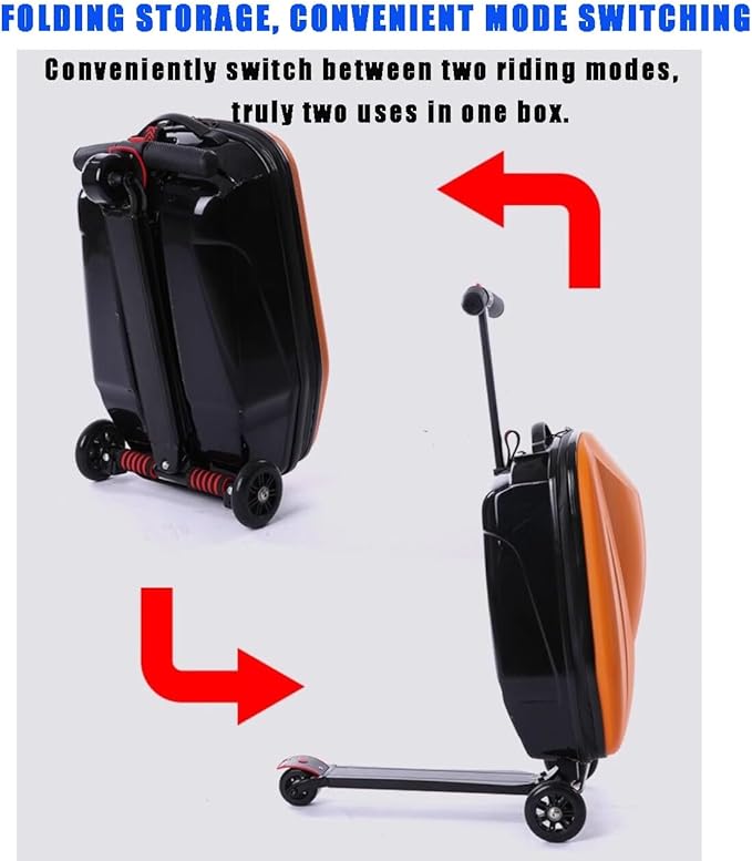 Scooter Suitcase Carry On Hardshell Ride On Suitcase Scooter for Kids Age 4-15, Multifunctional Ride On Lightweight Kids Luggage with Wheels(Size:Purple)