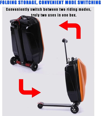 Scooter Suitcase Carry On Hardshell Ride On Suitcase Scooter for Kids Age 4-15, Multifunctional Ride On Lightweight Kids Luggage with Wheels(Size:Purple)