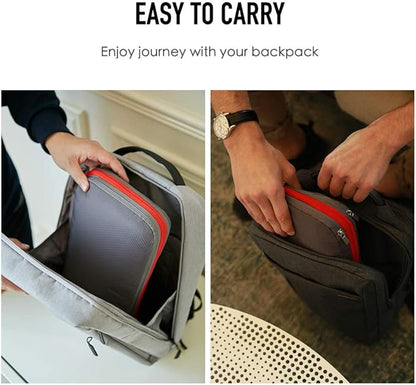 Bee Nesting Waterproof Compression Packing Cubes 5/6/8 sets, Large Travel Packing organizers for Carry on Luggage, 2 Sides Expandable Storage Bags (Black Red, 9L)