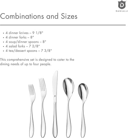 Matte Silverware Set, 18/10 Stainless Steel Satin Flatware, Modern Brushed Finish Cutlery, Dishwasher Safe & Durable, Built to Last (40-Piece, Marettimo)