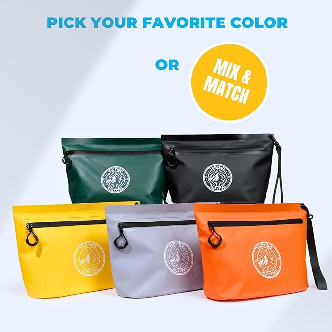 Tactiko Heavy-Duty Splash Water Resistant Zipper Pouches - 3L Hold-All Organizers for Dry Bags, Travel Bags (Orange)