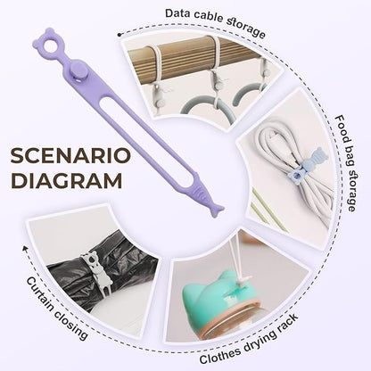 Data Cable Organizer, Upgrade Elastic Silicone Cable Straps Cord Organizer Silicone Headphone Organizers, Reusable Cable Ties Wire Organizer for Bundling and Earphone Phone Charger (30)