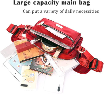 Extra Large Fashion Fanny Pack for Men Women, Waist Bag for Waterproof Hiking Running Biking Gym Outdoor Sports Travel Belt Bag (Red)