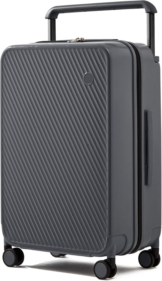 mixi Luggage Suitcases With Spinner Wheels,Upgrade Wide Handle PC Hardshell Rolling Travel Suitcase with TSA Lock, Checked-Medium 24-Inch, Rock Gray