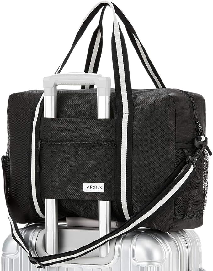Arxus Foldable Tote Bag for Travel Expandable Lightweight Carry On Luggage 22L Packable Duffle Bag for Traveling