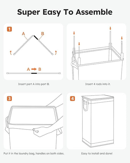 SOLEDI Laundry Hamper with Lid 100L Large & Tall Collapsible Laundry Basket, Clothes Hamper with Bag Removable Easy to Carry, Dirty Hampers for Bedroom, Bathroom, Dorm, College, Grey