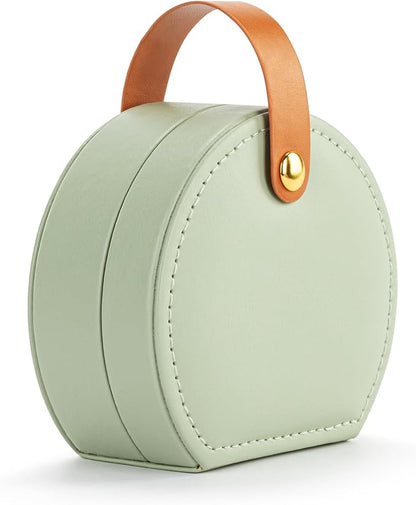 DEMDACO Compact Travel Jewelry Case With Snap Closure 3 x 4 Inch Vegan Leather Sage Green